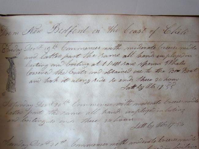 A HISTORICALLY IMPORTANT Whaling Log Book from the ship William Hamilton of New Bedford recording its' Pacific Ocean whaling expedition from 1834 to 1837. — image 4
